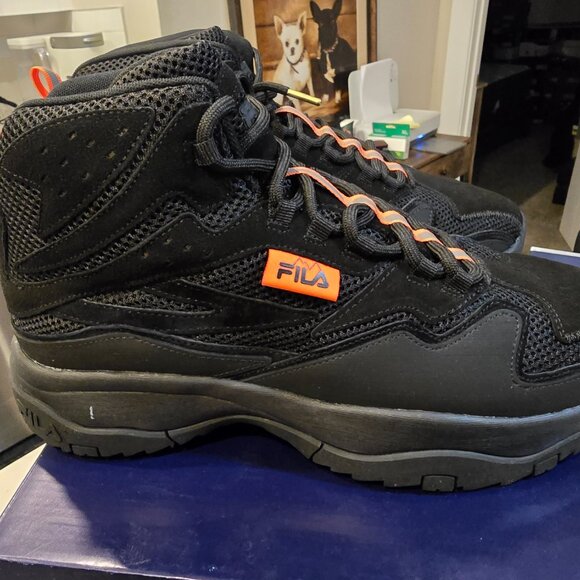 Fila Ranger Boot Mid-Top Suede Shoes Black / Orange 1BM01277-001 Mens Size 11 - Picture 5 of 14